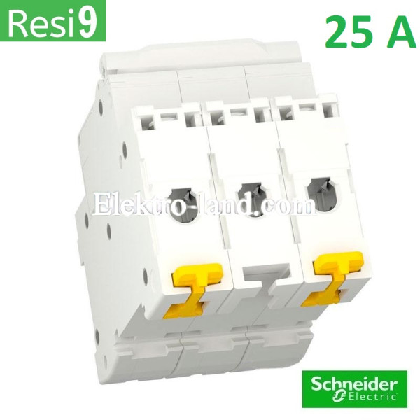 Автоматический выключатель 3Р 25А, C, 6кА, Schneider Electric RESI9 (R9F12325)